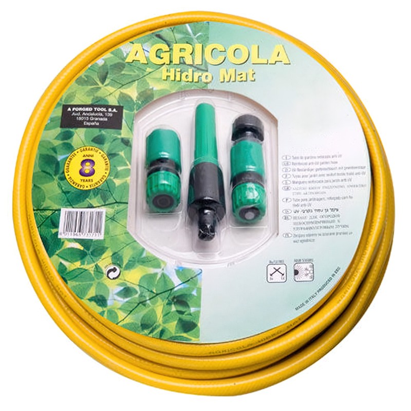 Manguera Jardin Hidro Mat Ø 15 mm, - 5/8" Rollo 25 Metros Con Accesorios