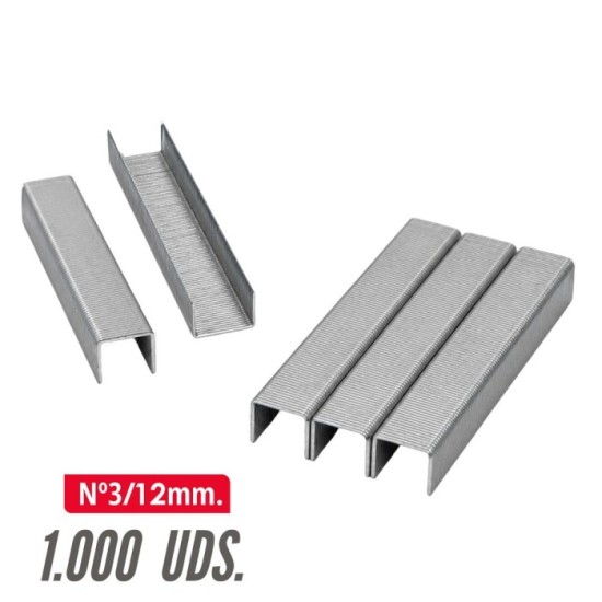 Grapas para grapadora Nº 3, Tamaño 12 mm, (PAquete 1,000 unidades) Grapas Nº 3 Para Grapadora Manual / Electrica al por Mayor | 
