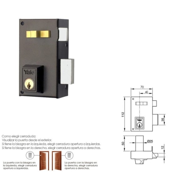Cerradura Yale   56-a/hp/70/ Derecha al por Mayor | Almacén de Ferretería