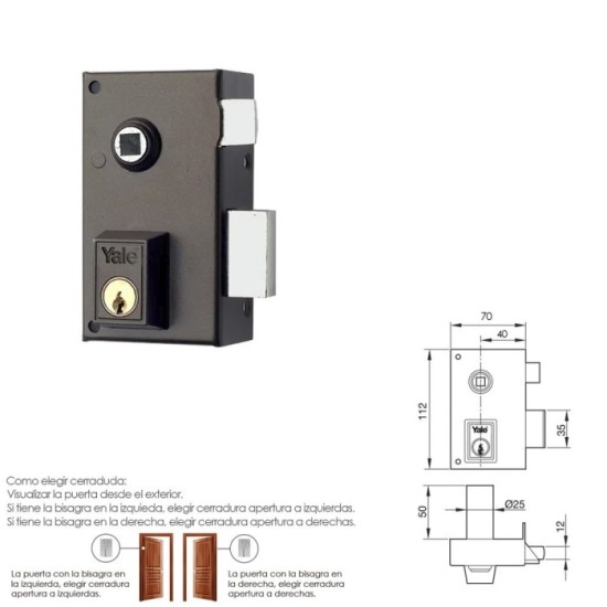 Cerradura Yale   56-b/hp/70/ Derecha al por Mayor | Almacén de Ferretería