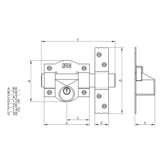 Cerrojo Fac  91-c/ 80-p al por Mayor | Almacén de Ferretería