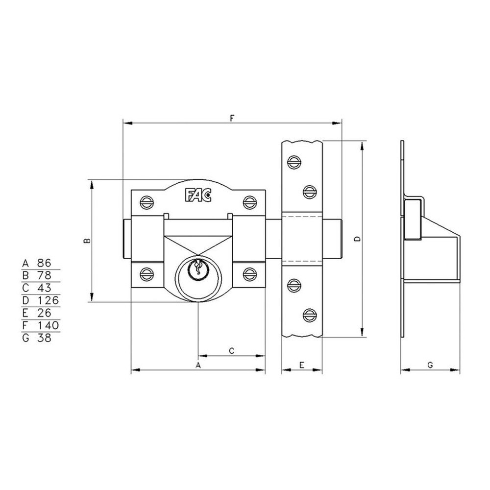 Cerrojo Fac  91-c/ 80-p al por Mayor | Almacén de Ferretería