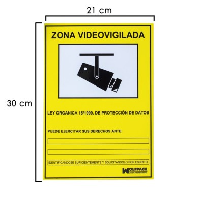 Cartel Zona Videovigilada 30x21 cm,