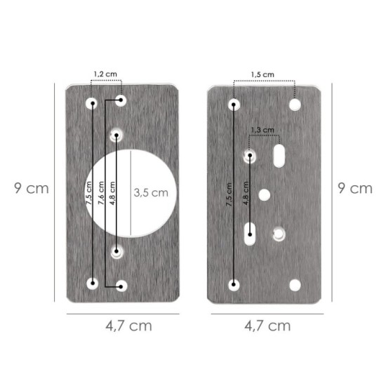 Placas de Reparacion Bisagras Cazoleta 4,7x9 cm, 2 piezas, Placa Repara Puertas, Placa Reparación Bisagras Mueble al por Mayor |