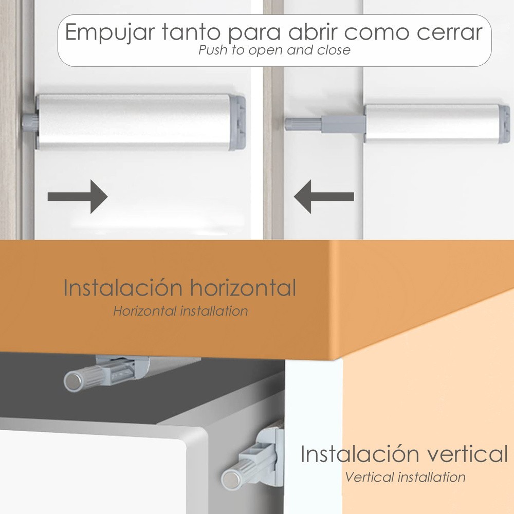 Cierre Iman Para Puerta Armario Presion Magnetica, Pack 2 Piezas Cierre Puerta, Cierre Cajon, Cierre Mueble, Cierre Amortiguador