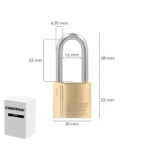 Candado Laton Arco Largo 60 mm, Arco Endurecido, Candado Maletas, Taquillas, Puertas al por Mayor | Almacén de Ferretería