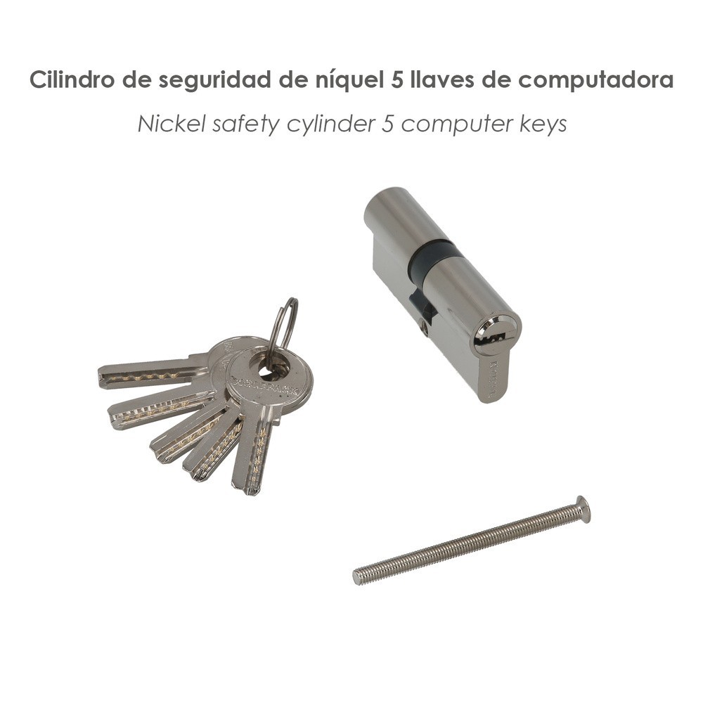 Cilindro Seguridad 35x35 mm/13,5 Leva Corta Niquelado Con 5 llaves al por Mayor | Almacén de Ferretería