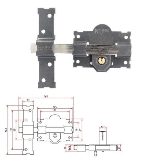 Cerrojo B-1 llave y pulsador pasador de 161mm cilindro redondo de 50mm al por Mayor | Almacén de Ferretería