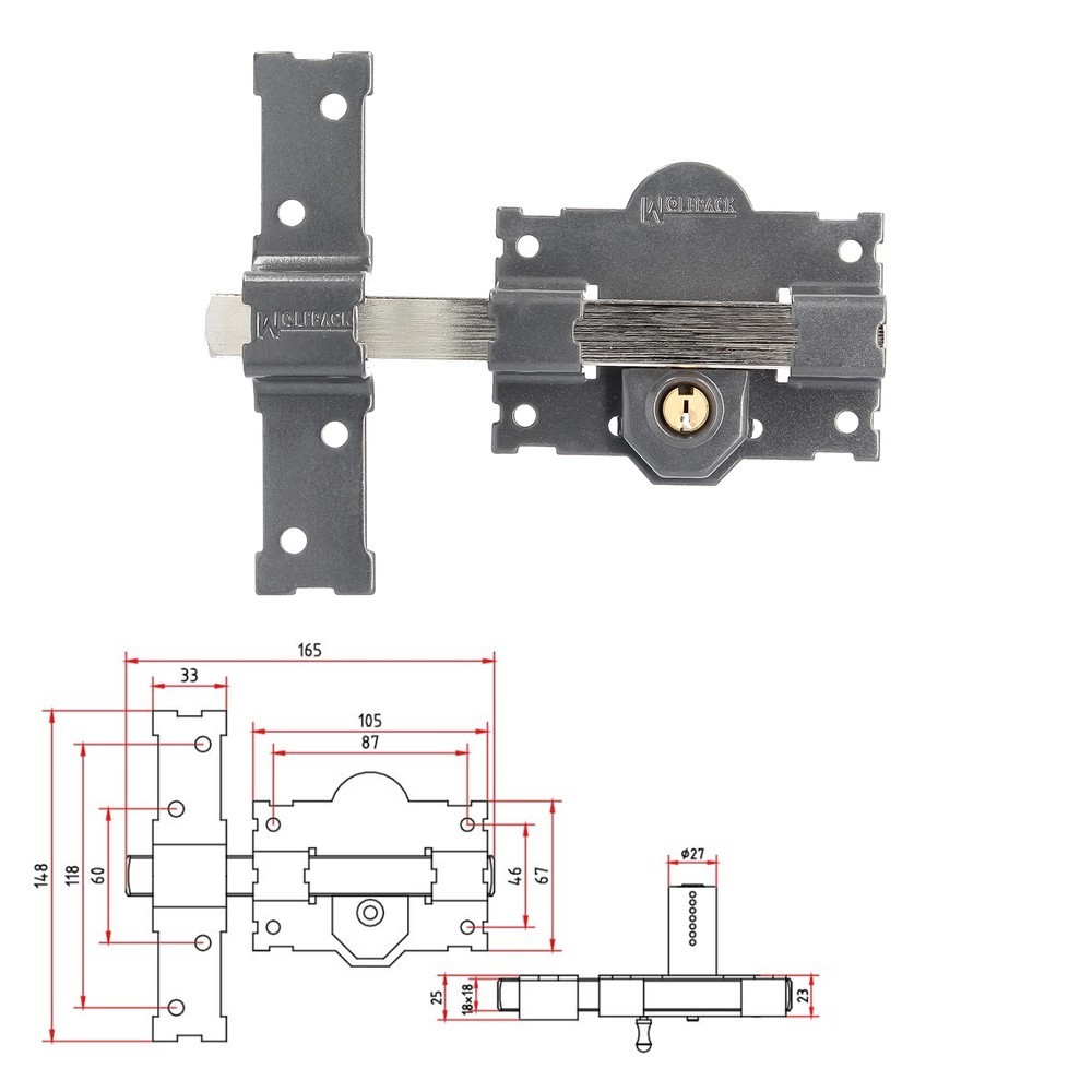 Cerrojo B-1 llave y pulsador pasador de 161mm cilindro redondo de 50mm al por Mayor | Almacén de Ferretería