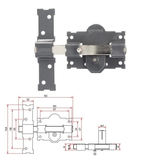 Cerrojo b-3 llave y pulsador pasador de 161mm cilindro redondo de 70mm al por Mayor | Almacén de Ferretería