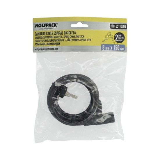 Cable Bicicleta Espiral Con Llave Ø 8 mm, x 150 cm, al por Mayor | Almacén de Ferretería