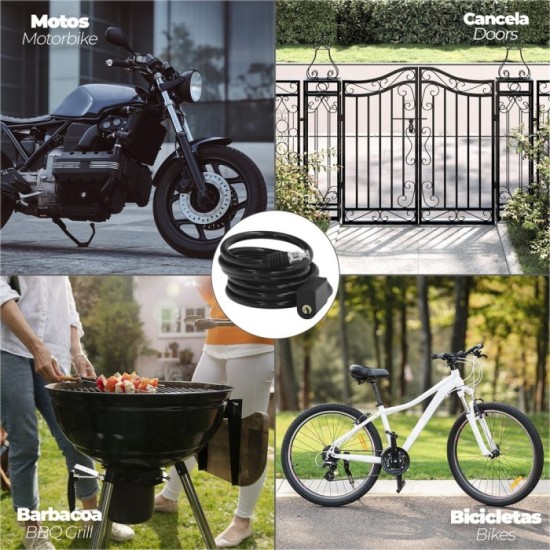 Cable Bicicleta Espiral Con Llave Ø 8 mm, x 150 cm, al por Mayor | Almacén de Ferretería