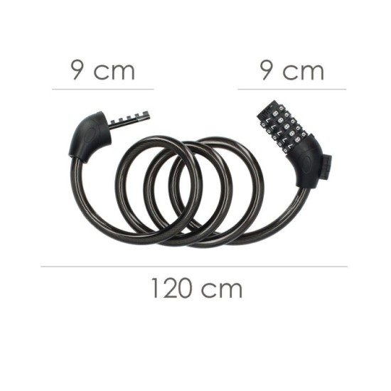 Cable Bicicleta Espiral Con Combinación, 12 mm, x 120 cm, al por Mayor | Almacén de Ferretería
