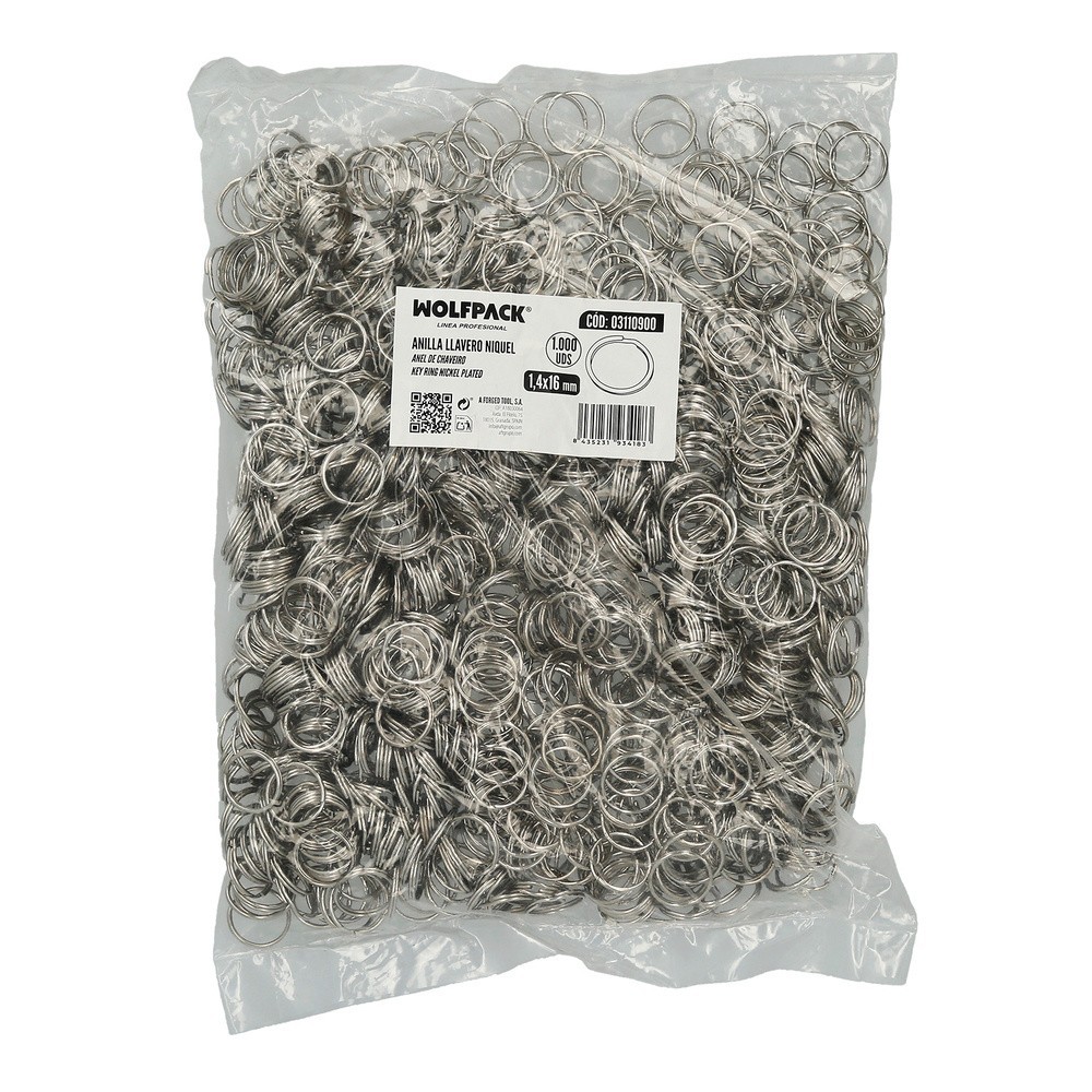 Anilla Llavero Niquelada 1,4x16x12 mm, (Bolsa 1000 unidades) al por Mayor | Almacén de Ferretería