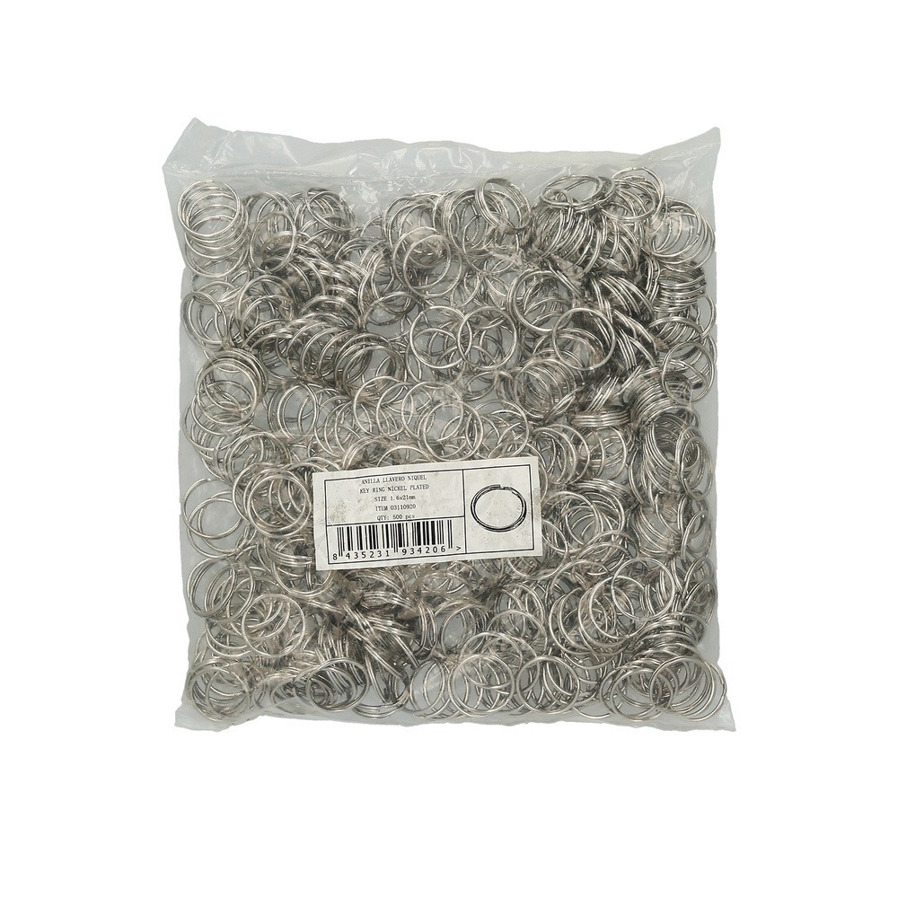 Anilla Llavero Niquelada 1,6x21x17 mm, (bolsa  500 unidades) al por Mayor | Almacén de Ferretería