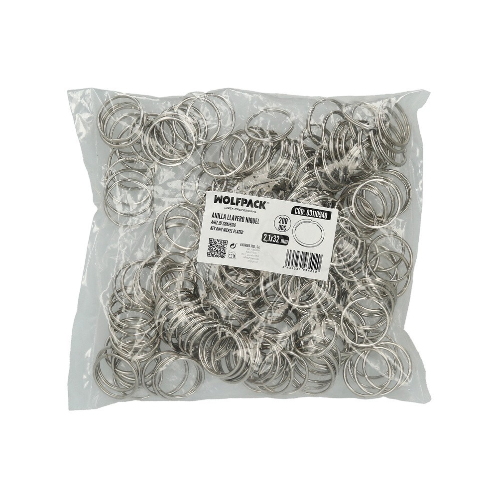 Anilla Llavero Niquelada 2,1x32x27 mm, (Bolsa 200 Unidades) al por Mayor | Almacén de Ferretería