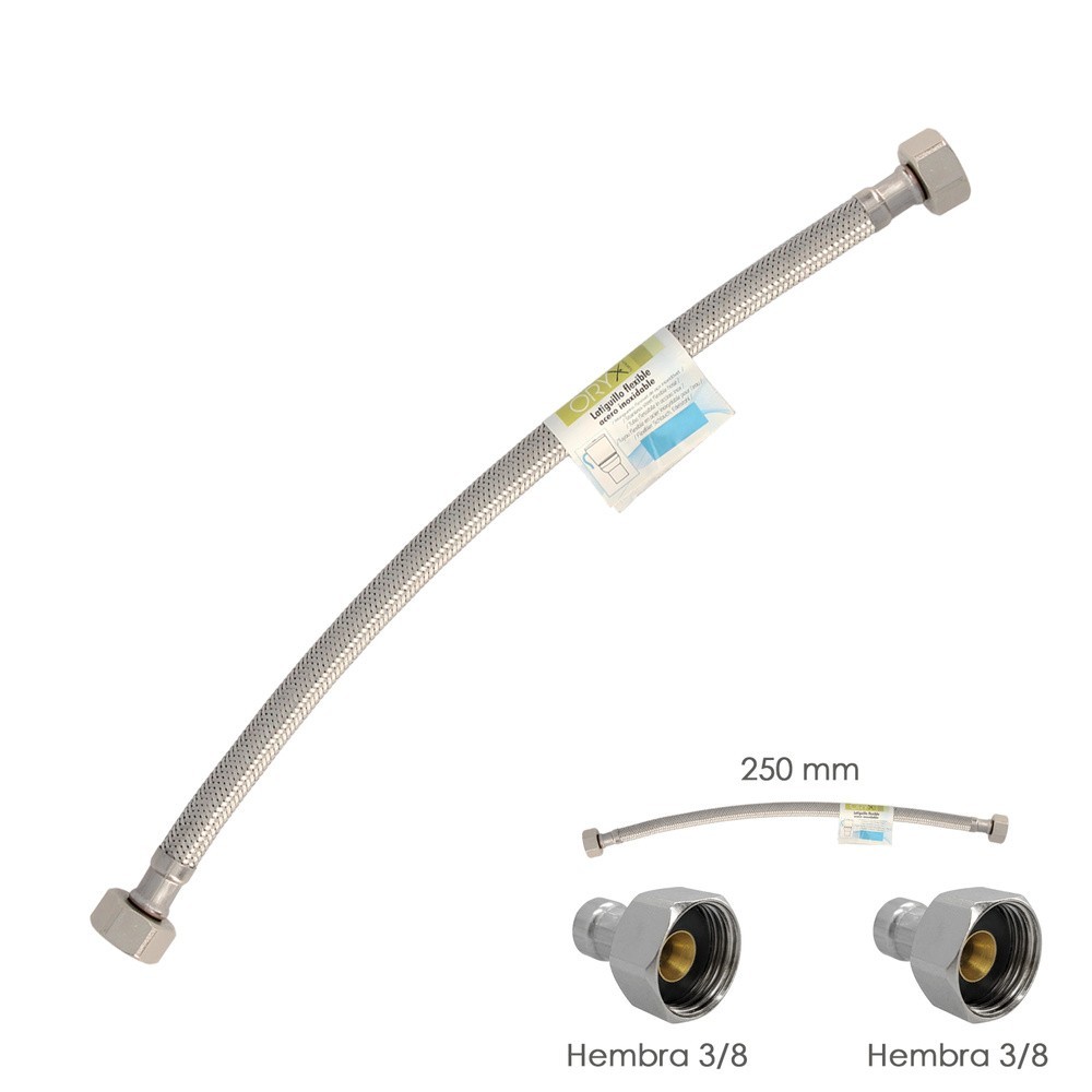 Latiguillo Flexible Acero Inoxidable Hembra 3/8 - Hembra 3/8 - 250mm al por Mayor | Almacén de Ferretería