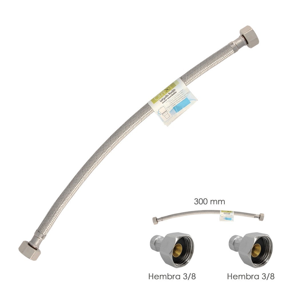 Latiguillo Flexible Acero Inoxidable Hembra 3/8 - Hembra 3/8 - 300mm al por Mayor | Almacén de Ferretería