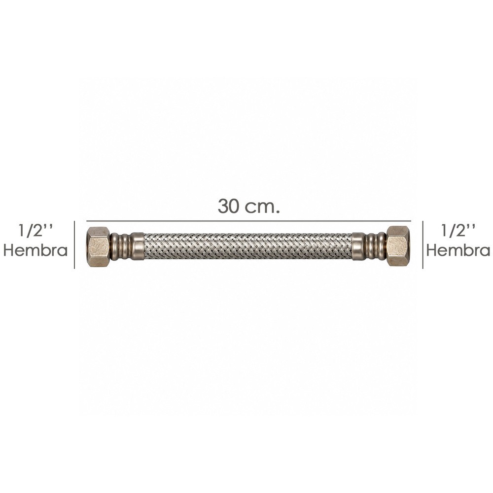 Latiguillo Flexible Reforzado Acero Inoxidable Termo Hembra 1/2" - Hembra 1/2" Longitud 300 mm al por Mayor | Almacén de Ferrete