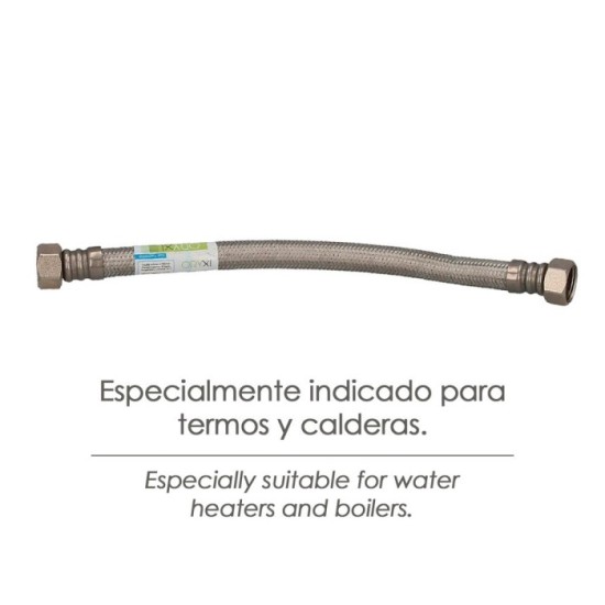 Latiguillo Flexible Reforzado Acero Inoxidable Termo Hembra 1/2" - Hembra 1/2" Longitud 300 mm al por Mayor | Almacén de Ferrete