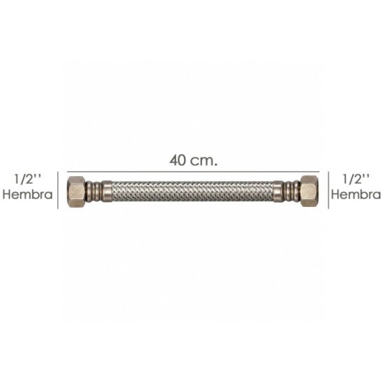 Latiguillo Flexible Reforzado Acero Inoxidable Termo Hembra 1/2" - Hembra 1/2" Longitud 400 mm al por Mayor | Almacén de Ferrete