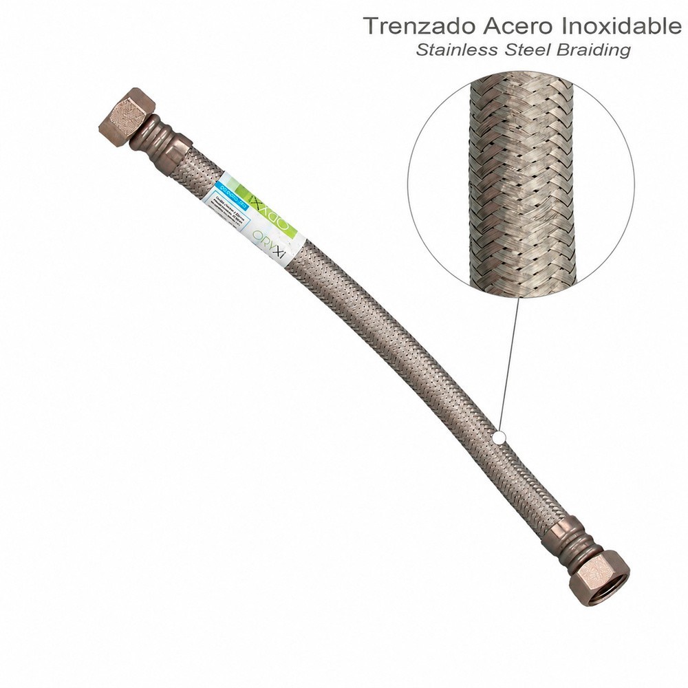 Latiguillo Flexible Reforzado Acero Inoxidable Termo Hembra 1/2" - Hembra 1/2" Longitud 400 mm al por Mayor | Almacén de Ferrete