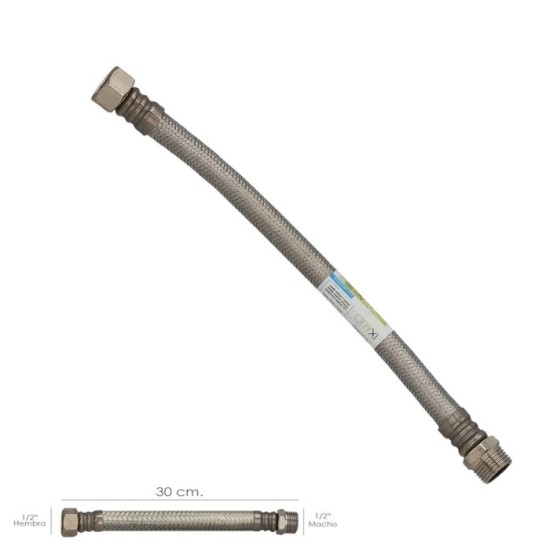 Latiguillo Flexible Reforzado Acero Inoxidable Termo Macho 1/2" - Hembra 1/2" Longitud 300 mm al por Mayor | Almacén de Ferreter