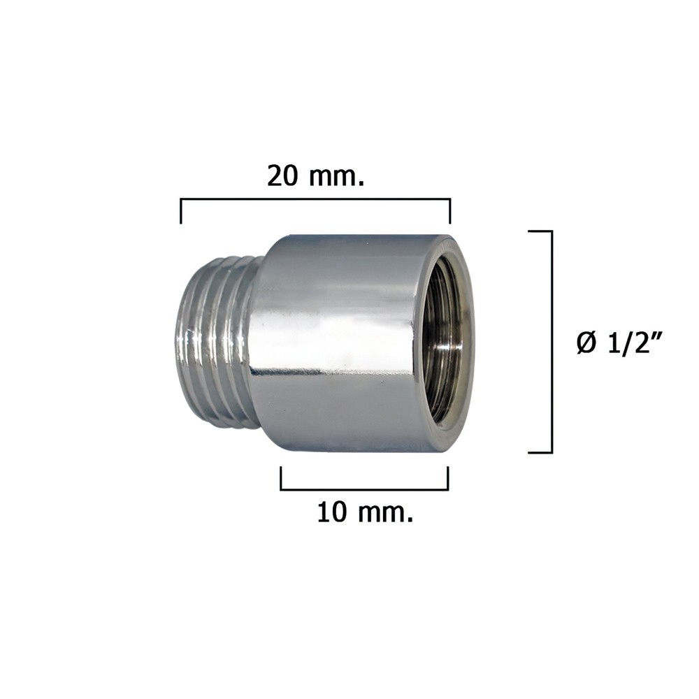 Alargadera Redonda Cromo  1/2" x 10 al por Mayor | Almacén de Ferretería