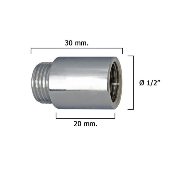 Alargadera Redonda Cromo  1/2" x 20 al por Mayor | Almacén de Ferretería