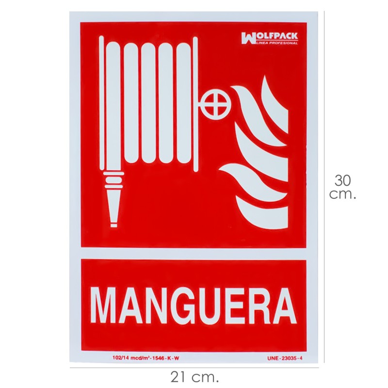 Cartel / Señal Fluorescente Manguera 30x21 cm,