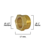 Reduccion Hexagonal Pulida 1" Macho x 1/2" Hembra al por Mayor | Almacén de Ferretería