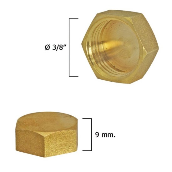 Tapon Ciego Hembra Laton 3/8" al por Mayor | Almacén de Ferretería