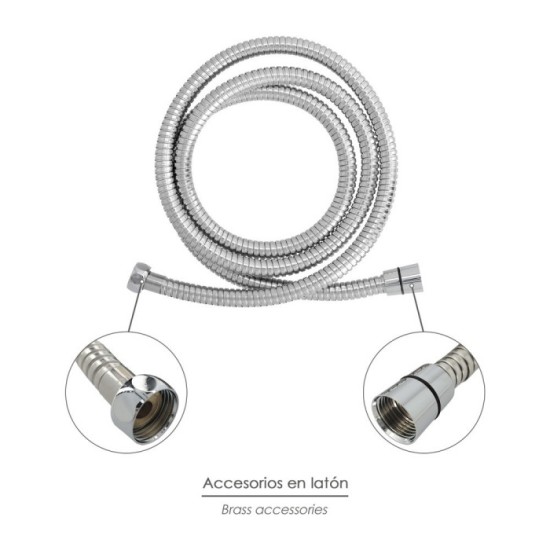 Flexo / Manguera Ducha Extensible Acero Inoxidable 1,7 a 2 Metros Accesorios de Latón, Flexible, Resistente a Torceduras, al por