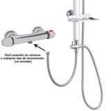 Columna Ducha Universal Multifuncional Completa Cuadrada, Acero inoxidable, Rociador Alcachofa Efecto Lluvia 22,5x22,5 cm, al po