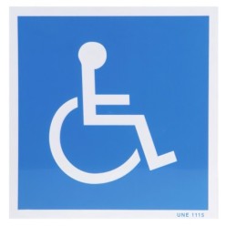 Cartel Minusvalidos Azul blanco  21x21 cm,