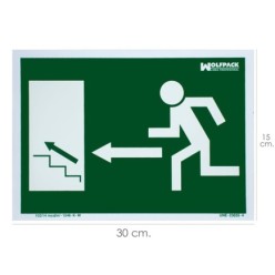 Cartel / Señal Fluorescente Salida Escalera Izquierda Arriba 21x30 cm,