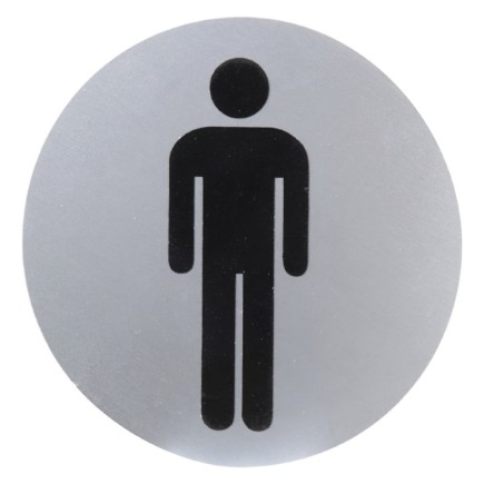 Cartel Aluminio Baño Hombre Ø12 cm,