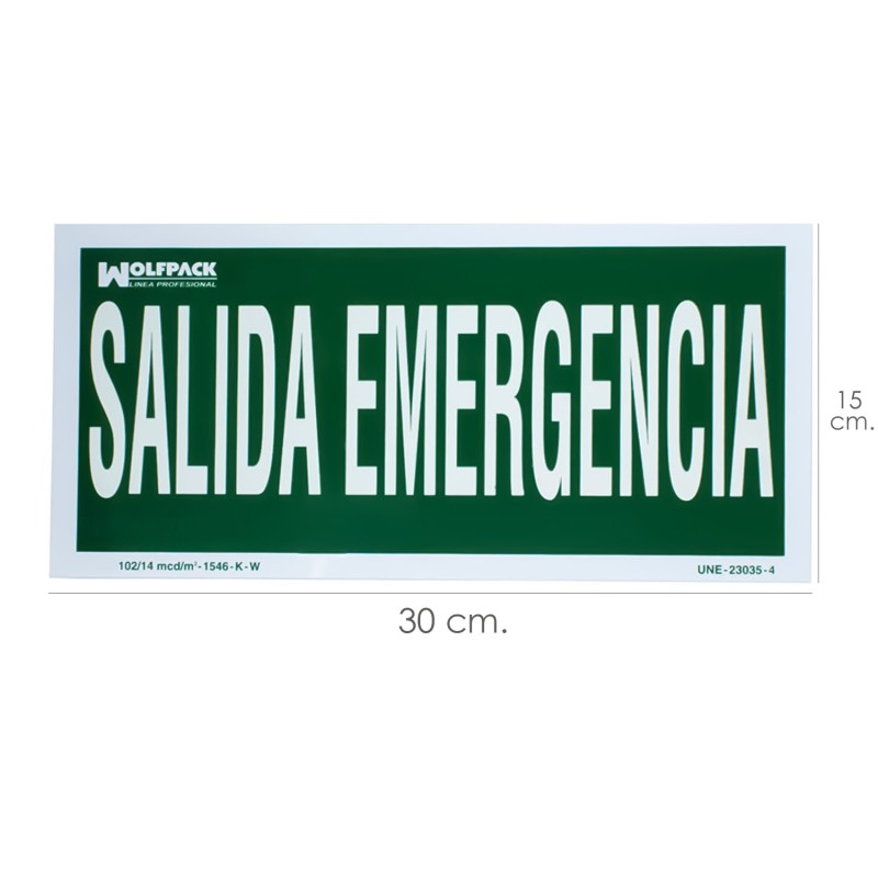 Cartel Salida De Emergencia 15x30 cm,