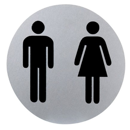 Cartel Aluminio Baño Hombre/Mujer Ø12 cm,
