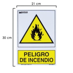 Cartel Peligro De Incendio 30x21 cm,