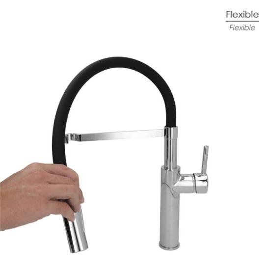 Monomando Fregadero Flexible Con Soporte Grifo Flexible Chorro Aireado, Chorro Rociado, Grifo Cocina, Grifo Alto,Grifo Fregadero