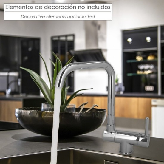 Monomando Fregadero Caño Alto Abatible, Grifo 360º, Chorro Aireado, Grifo Cocina, Grifo Alto, Grifo Fregadero al por Mayor | Alm