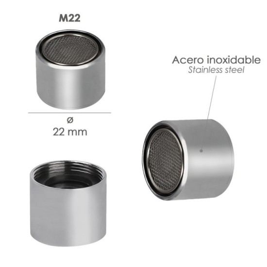 Atomizador Grifos / Monomando F22  (2 piezas) Filtro Aireador Grifo, Economizador de Agua, Difusor Grifo, Aireador Economizador 