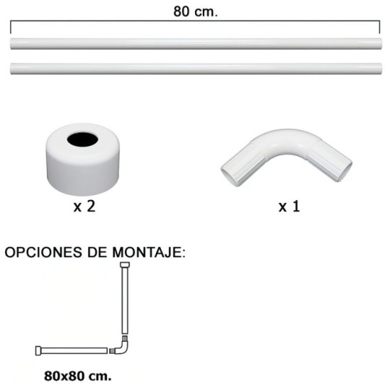 Barra Para  Cortina Ducha Universal Aluminio Blanco 80x80 cm, al por Mayor | Almacén de Ferretería