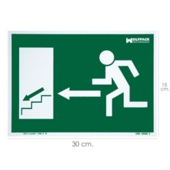 Cartel / Señal Fluorescente Salida Escalera Izquierda Abajo 21x30 cm,