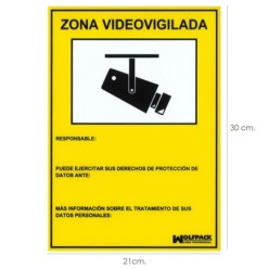 Cartel Zona Videovigilada 30x21 cm,