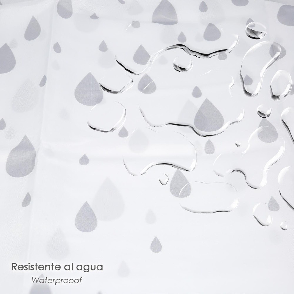 Cortina Ducha Gotas Gris 180x200 cm, Impermeable al por Mayor | Almacén de Ferretería