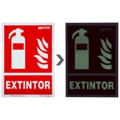 Cartel / Señal Fluorescente Extintor 30x21 cm,
