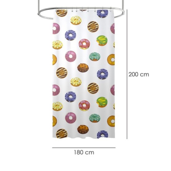 Cortina Ducha Donuts 180x200 cm, Impermeable al por Mayor | Almacén de Ferretería