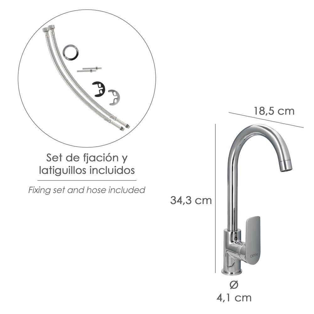 Monomando Fregadero Cocina "Hamburgo" Grifo Baño, Grifo Encimera, Grifo Cocina, Grifo Mezclador, Cartucho Ceramico Ø 35 mm, al p